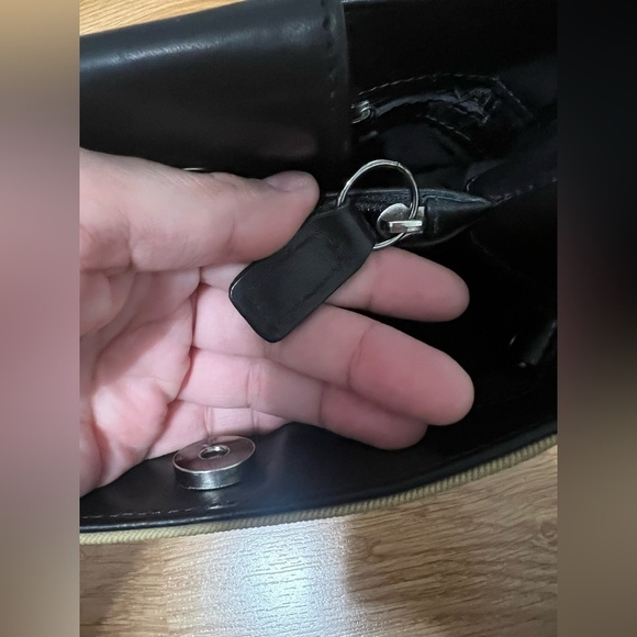 Coach Tan + Black Small Arm Purse Handbag Vintage Desinger Canvas + Leather 7417 - Picture 11 of 13